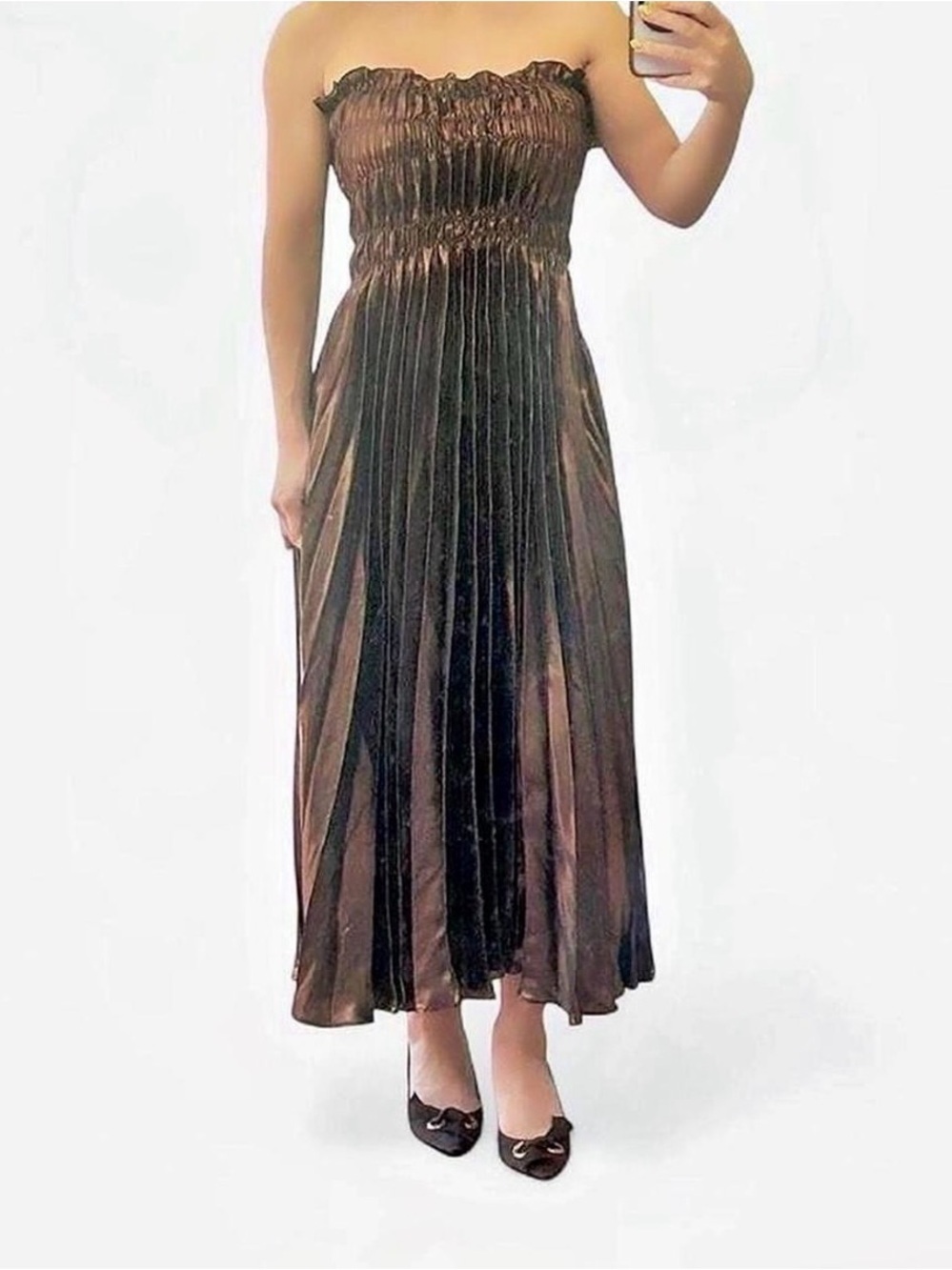 Georgia Hardinge x Free People Siren Bronze Metallic Midi Dress 8
